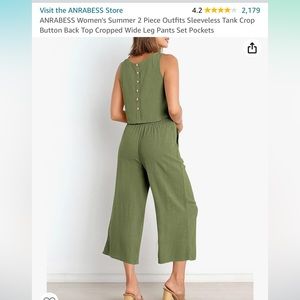 *NWOT* 2 Piece Set - Crop Tank & Wide leg Pants, Size Medium